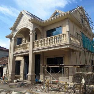 唐山 黄金麻花岗岩石材私人别墅雕花门楼柱阳台栏杆