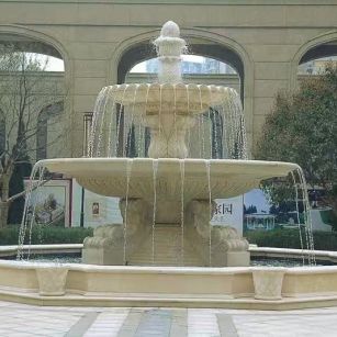 唐山 黄金麻花岗岩异型加工——户外庭院石雕流水喷泉