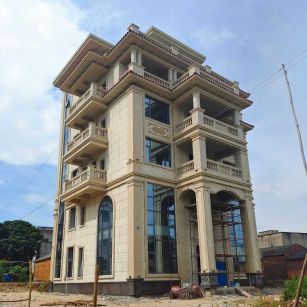 唐山 黄金麻花岗岩石材别墅外墙干挂搭配（雕花栏杆花瓶柱门楼罗马柱）