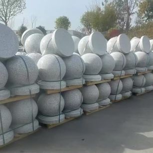 唐山 白麻花岗岩石材圆球，石球，挡车球，隔离球，景观石球，风水球等