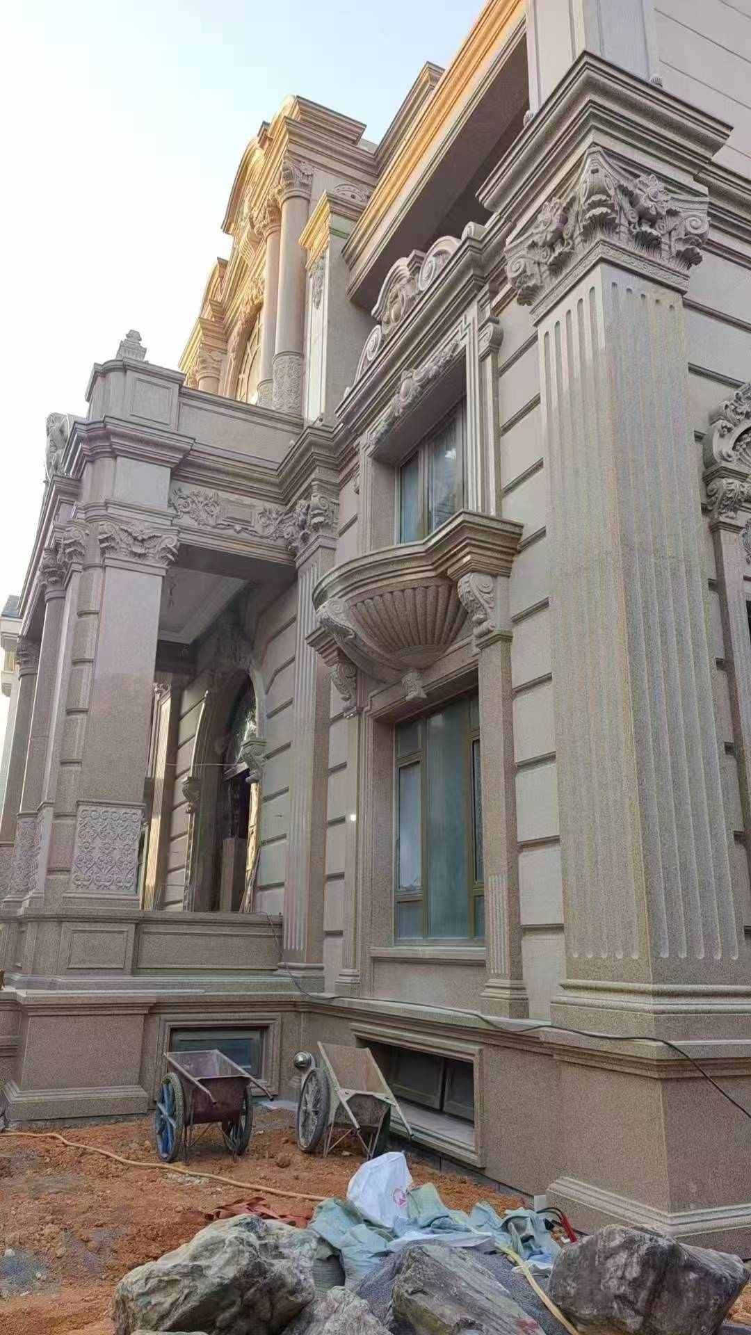 唐山 黄金麻花岗岩光面别墅外墙干挂施工完成