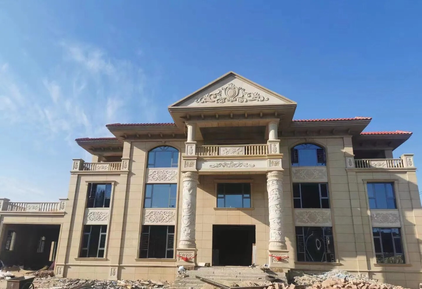 唐山 黄金麻花岗岩别墅外墙干挂